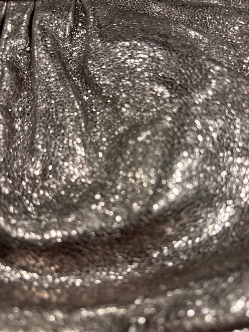 Tory Burch Shimmery Pewter Leather Wristlet Clutch